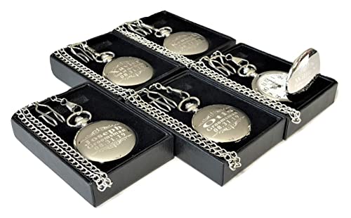 5 Pocket watch set, Silver Groomsmen 