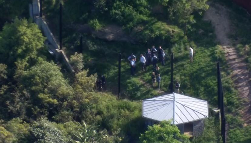 Police inspecting an area where the five lions escaped photo credit 7news 